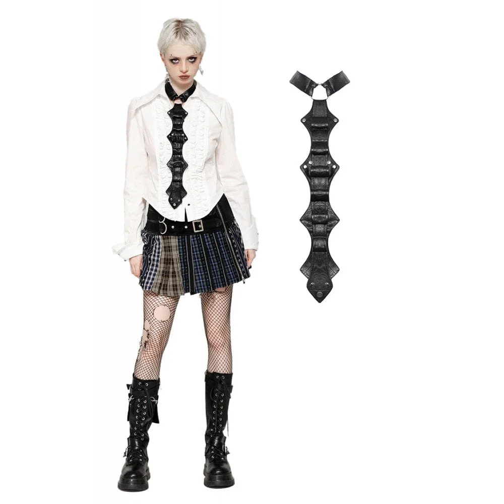 Women's Punk Irregular Faux Leather Necktie