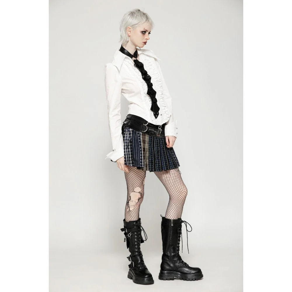 Women's Punk Irregular Faux Leather Necktie - Image 10