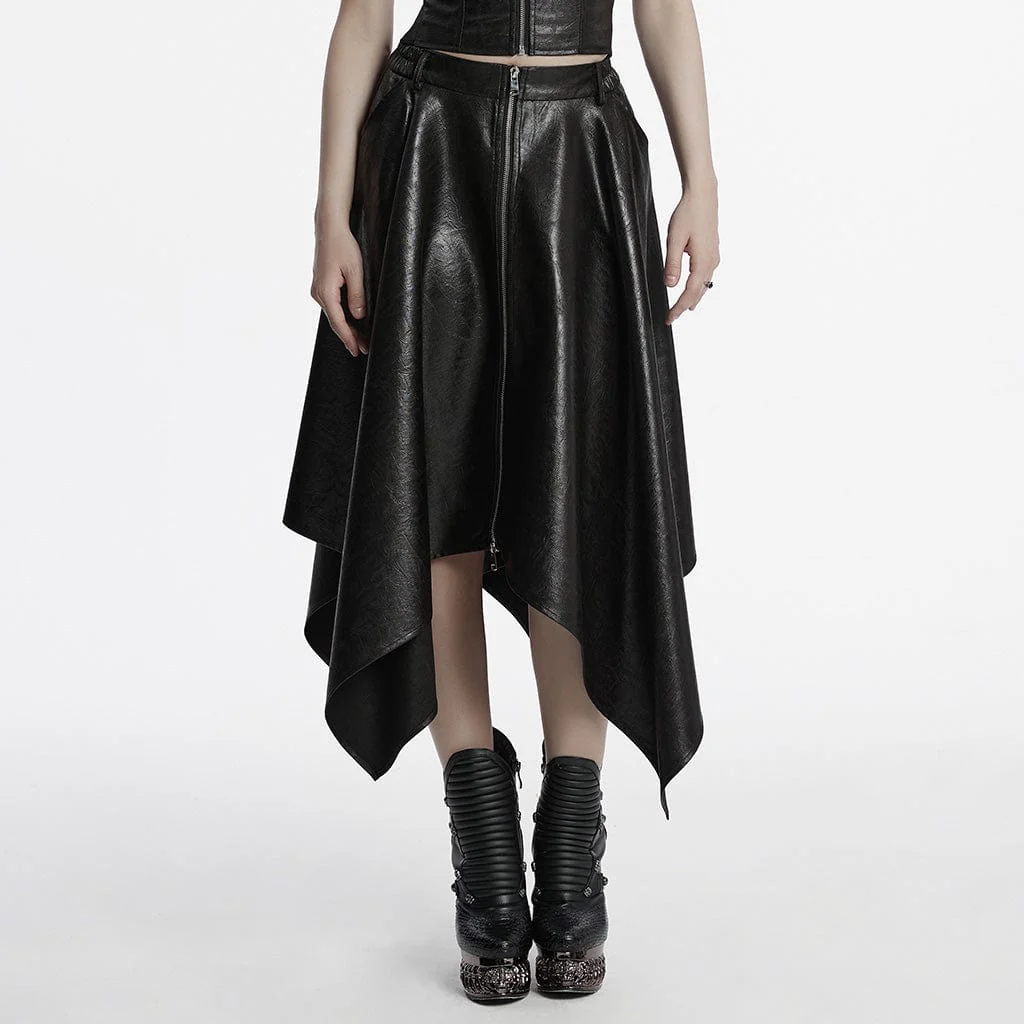 Women's Punk Irregular Faux Leather Skirt
