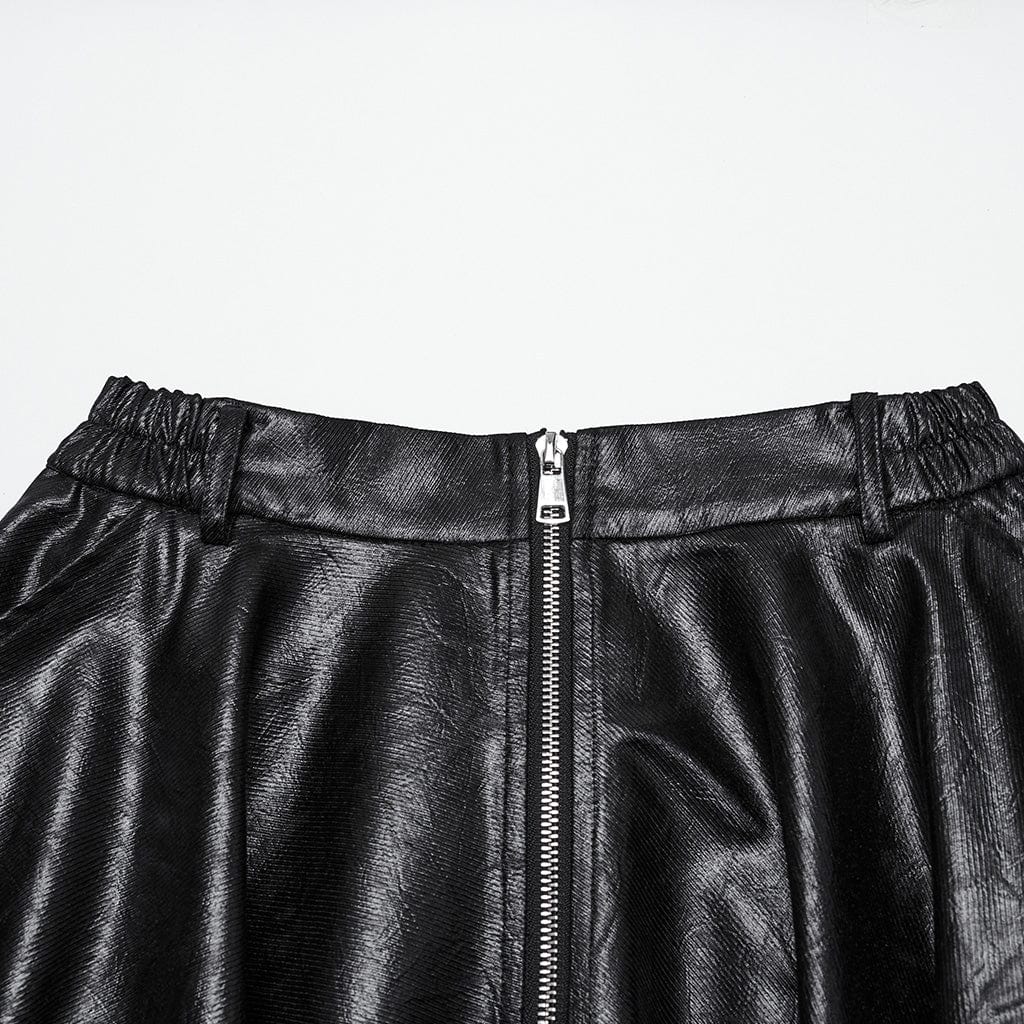 Women's Punk Irregular Faux Leather Skirt - Image 6