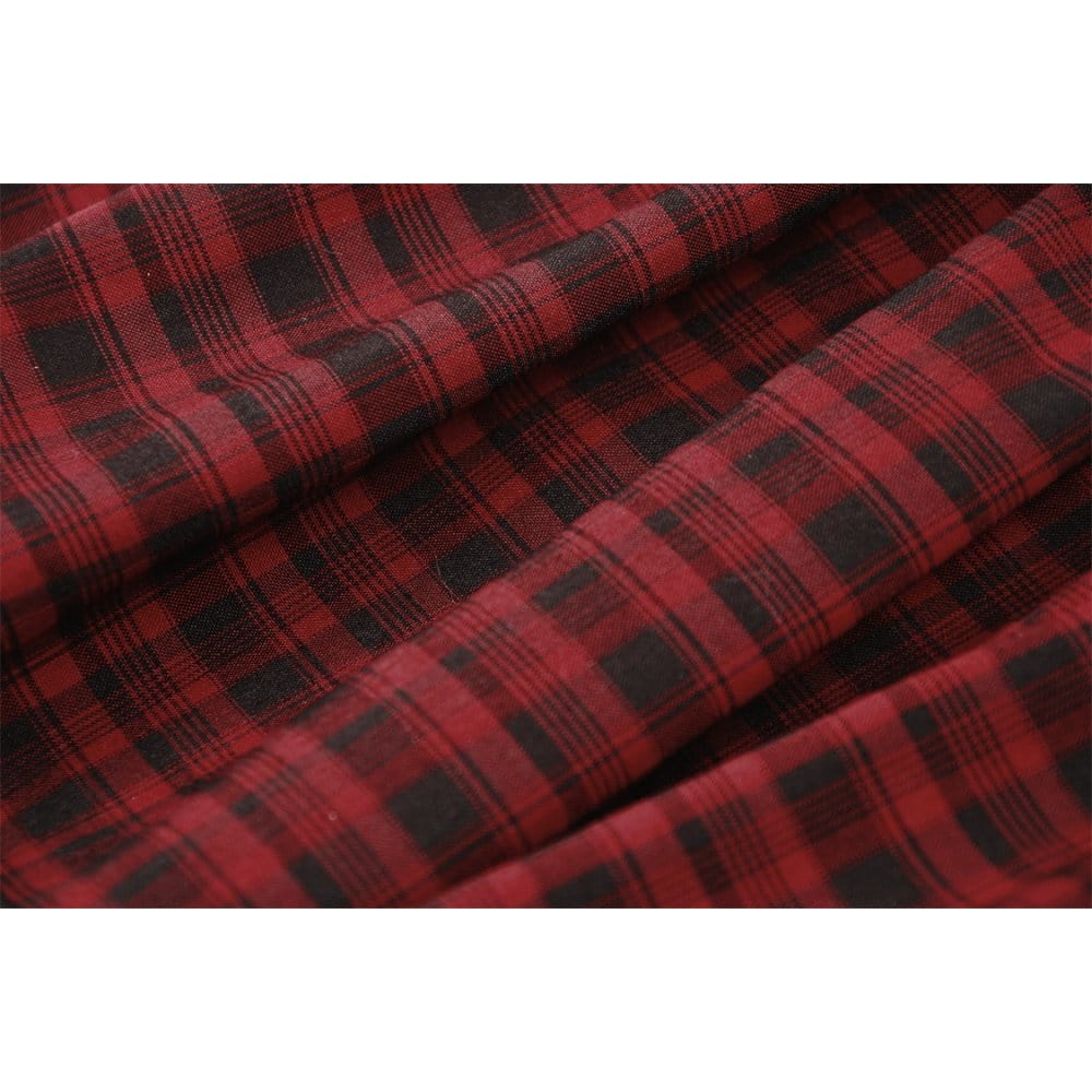 Women's Punk Irregular Faux Leather Splice Plaid Skirt - Image 15