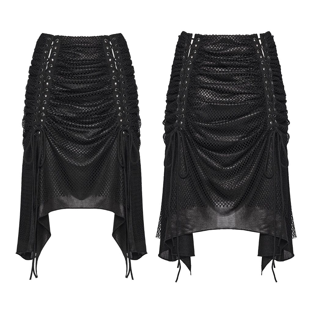 Women's Punk Irregular Lace-up Ruched Skirt - Image 5
