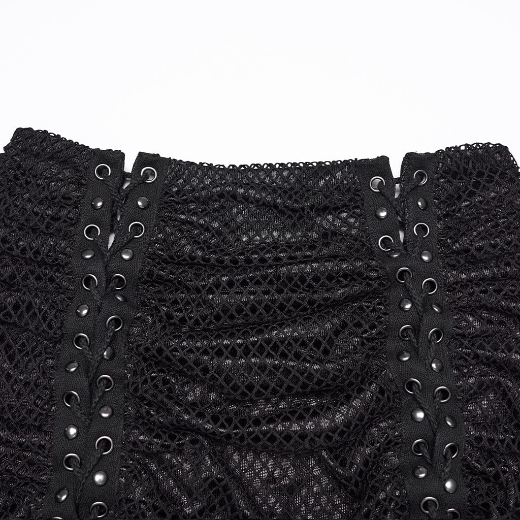 Women's Punk Irregular Lace-up Ruched Skirt - Image 6