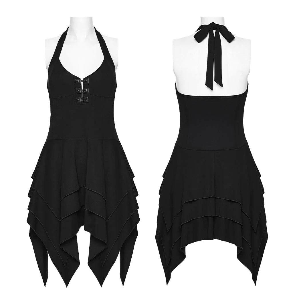 Women's Punk Irregular Layered Halterneck Dress Graduation Dress - Image 5