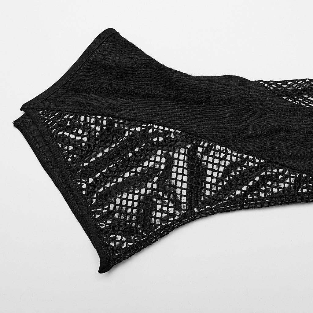 Women's Punk Irregular Mesh Splice Buckle Leg Warmer with Garter - Image 9
