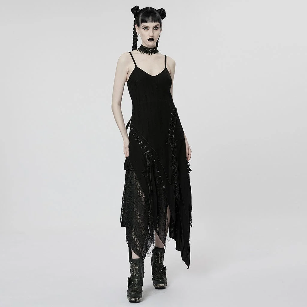 Women's Punk Irregular Mesh Splice Slip Dress - Image 2