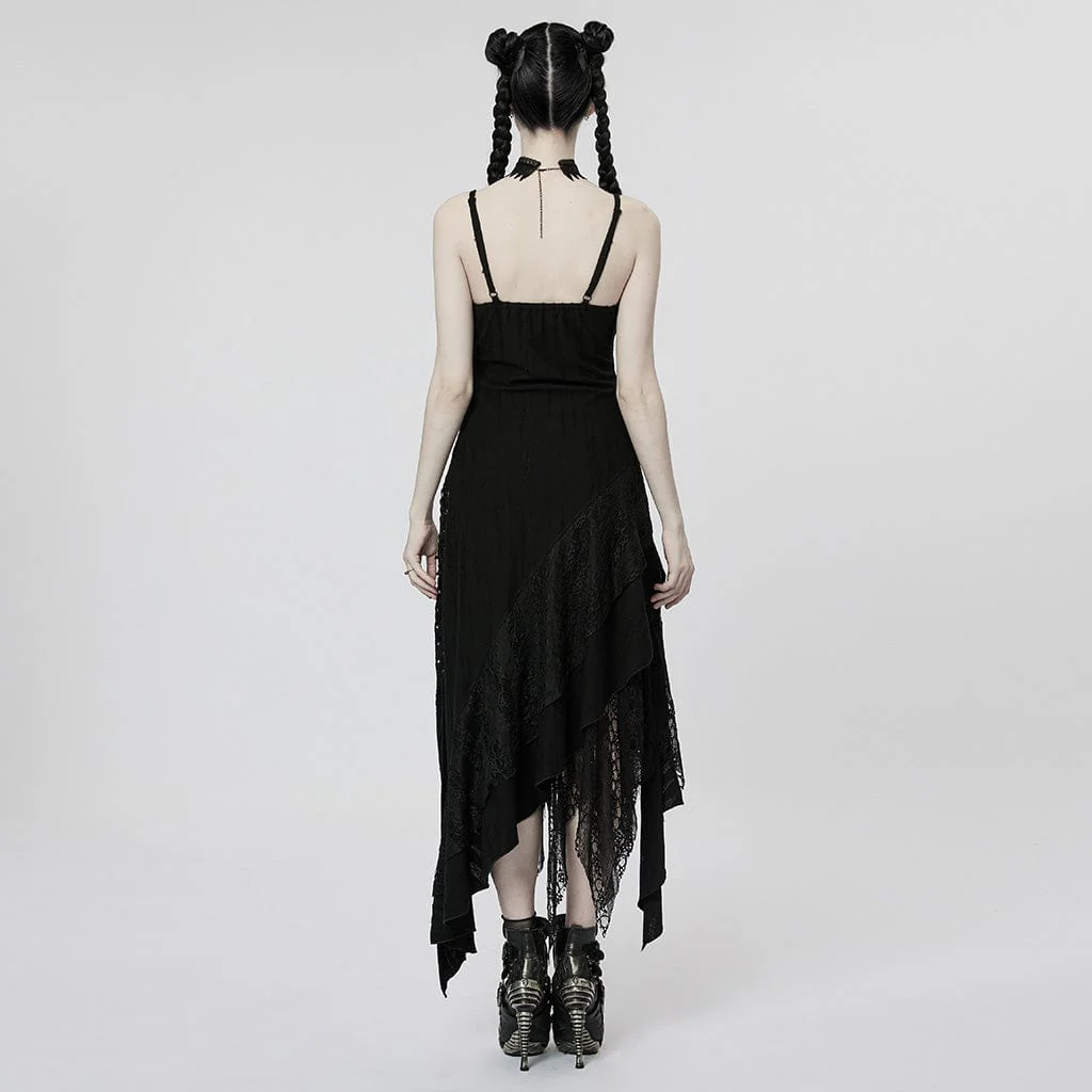 Women's Punk Irregular Mesh Splice Slip Dress - Image 4
