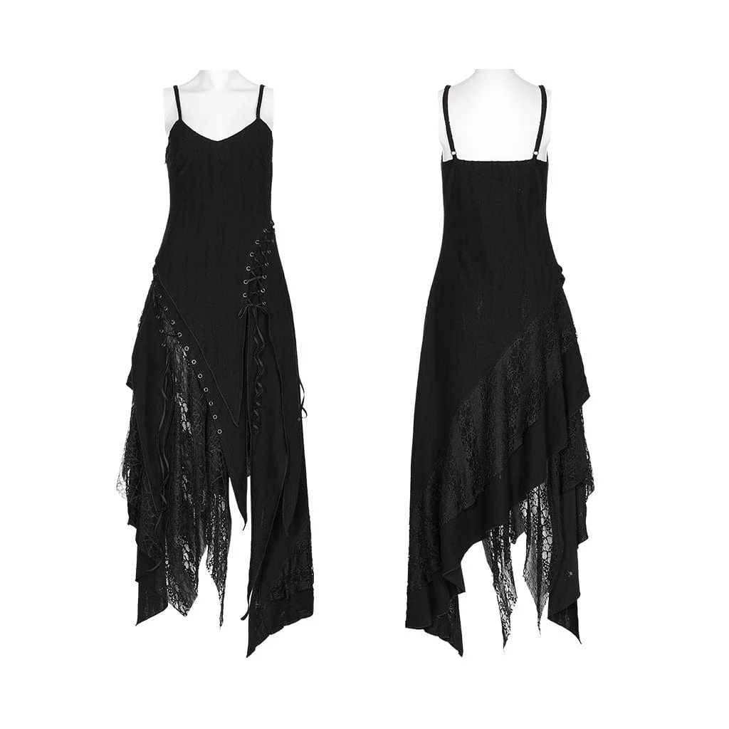 Women's Punk Irregular Mesh Splice Slip Dress - Image 5