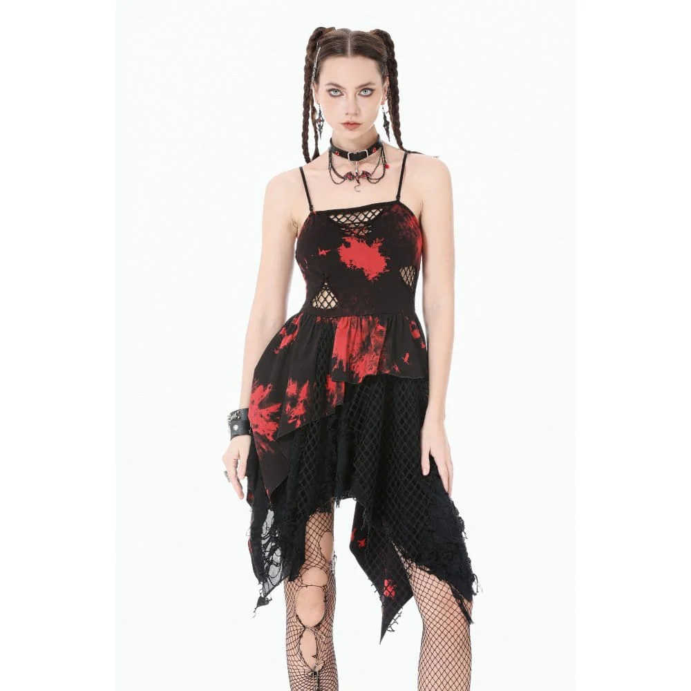 Women's Punk Irregular Mesh Tie-Dye Slip Dress - Image 2