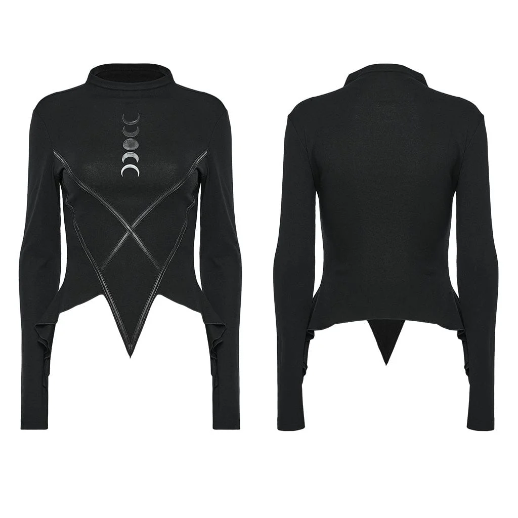 Women's Punk Irregular Moon Printed Shirt - Image 5