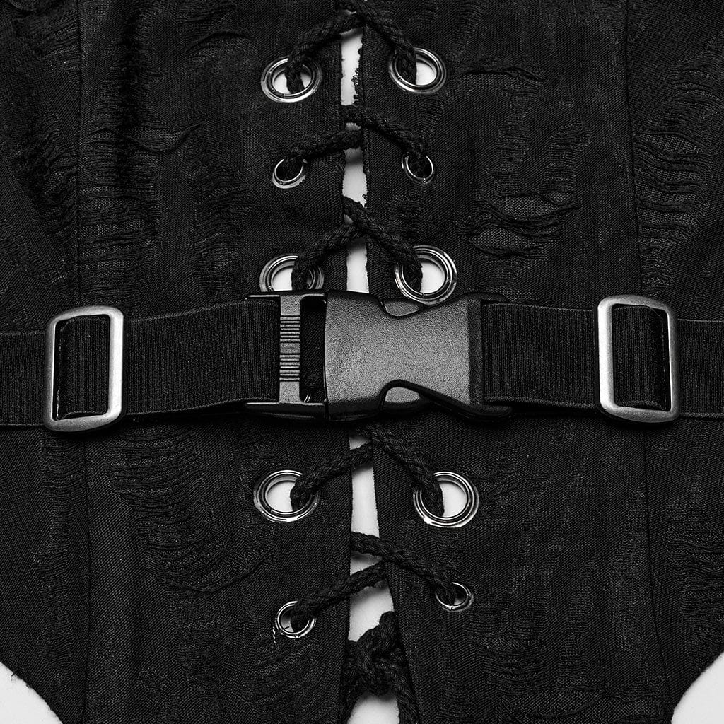 Women's Punk Irregular Ripped Halterneck Vest - Image 8
