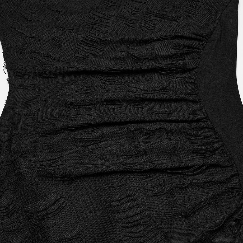Women's Punk Irregular Ripped Music Festival Dress with Hood - Image 6