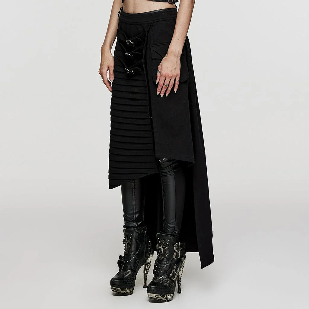 Women's Punk Irregular Ruched Split Skirt - Image 2