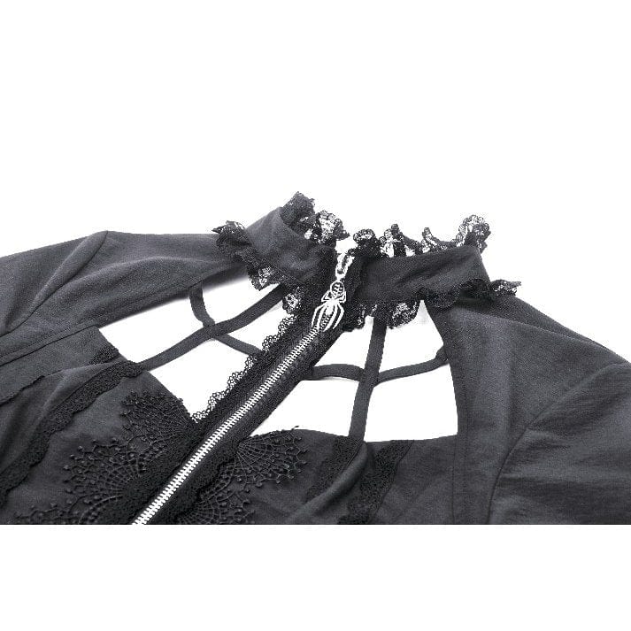 Women's Punk Irregular Stand Collar Shirt - Image 11
