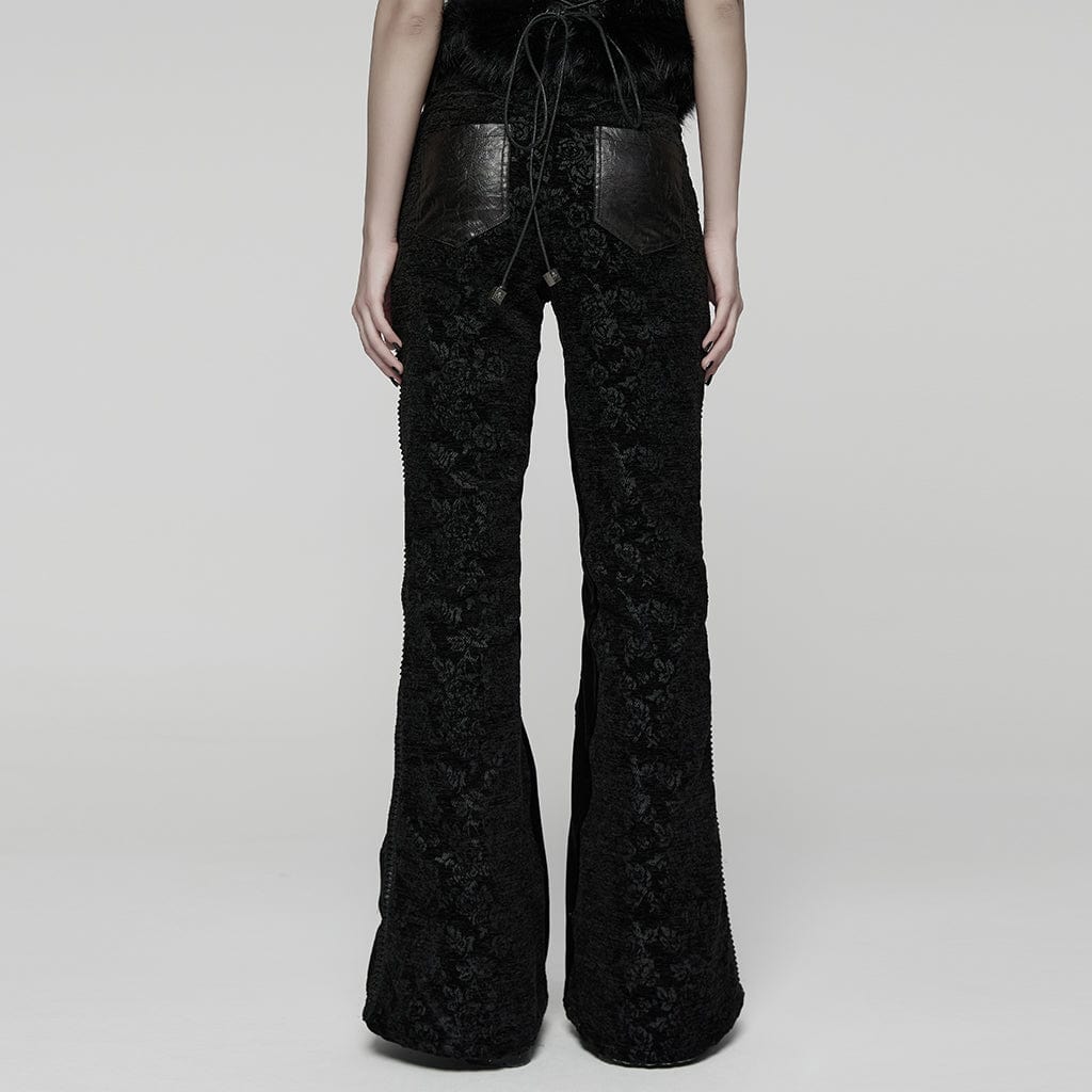 Women's Punk Jacquard Buckle Flared Pants - Image 3