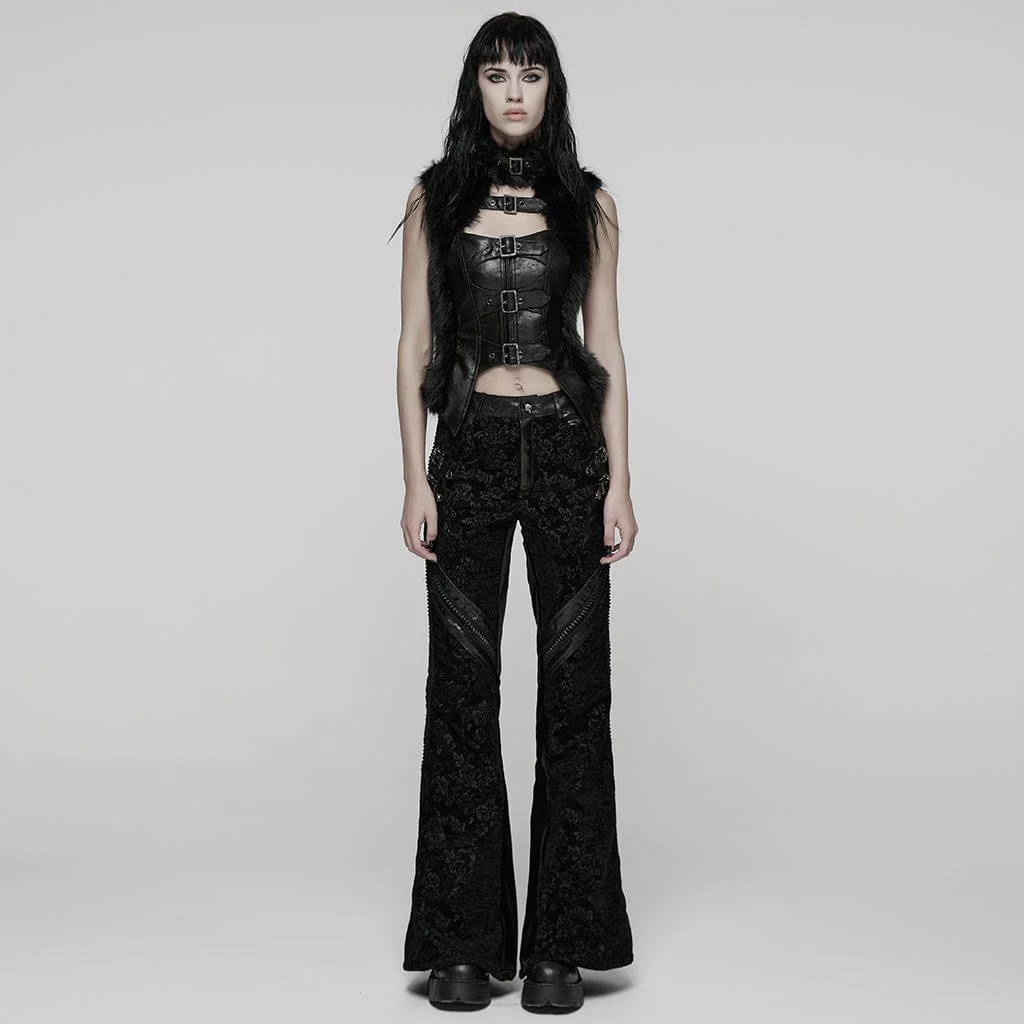 Women's Punk Jacquard Buckle Flared Pants - Image 4