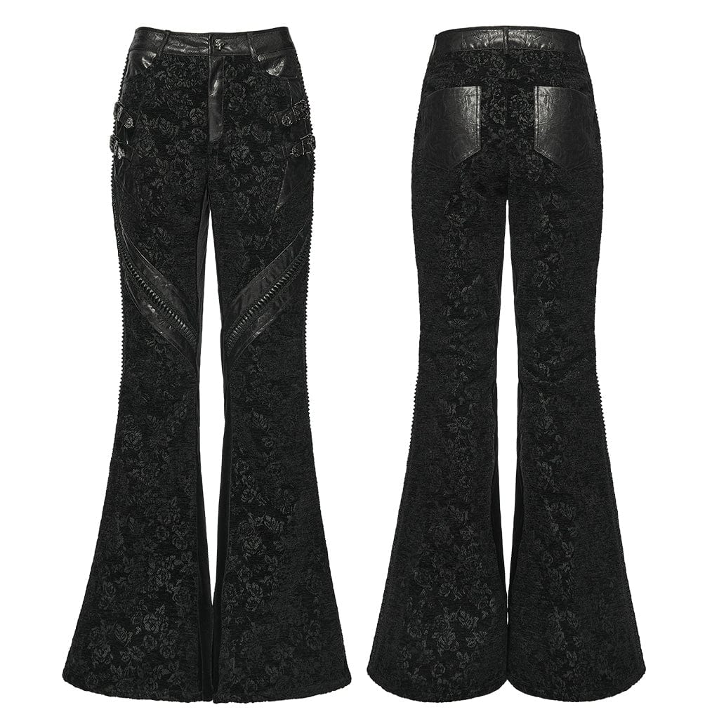 Women's Punk Jacquard Buckle Flared Pants - Image 5