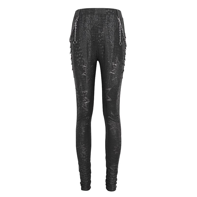 Women's Punk Jacquard Chain Ring Sides Leggings - Image 7