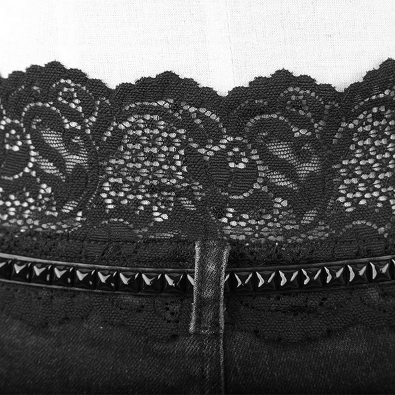 Women's Punk Lace Denim Shorts - Image 5