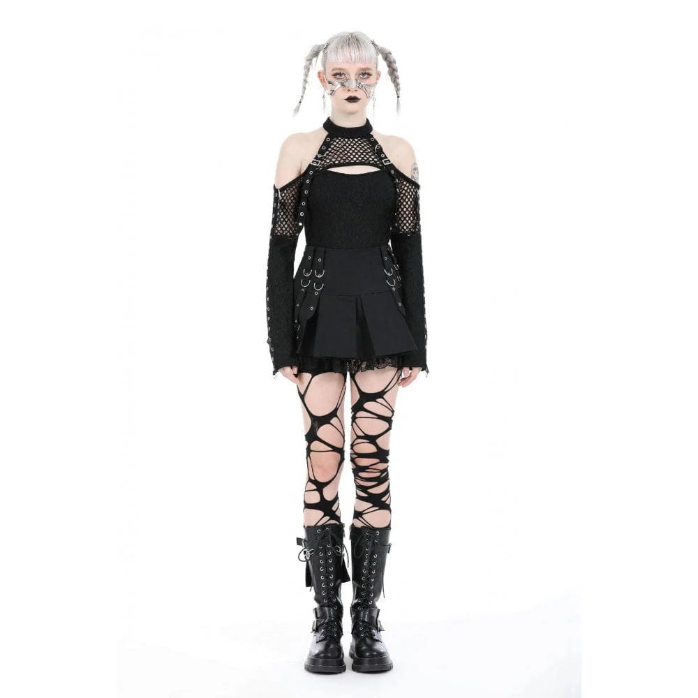 Women's Punk Lace Splice Pleated Skirt - Image 2