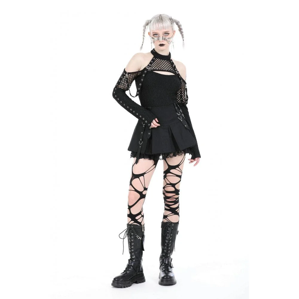 Women's Punk Lace Splice Pleated Skirt - Image 5