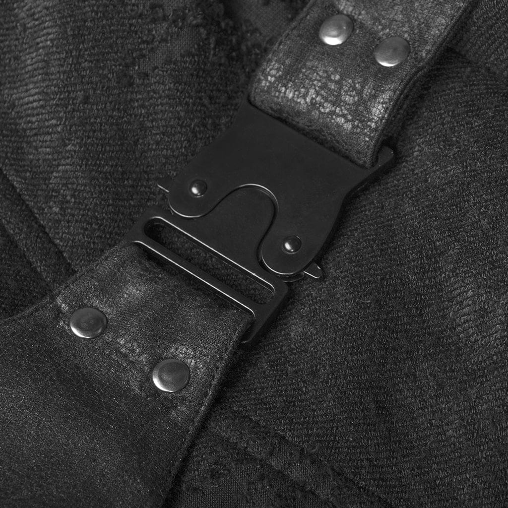 Women's Punk Lace-Up Buckle Faux Leather Long Jacket - Image 8
