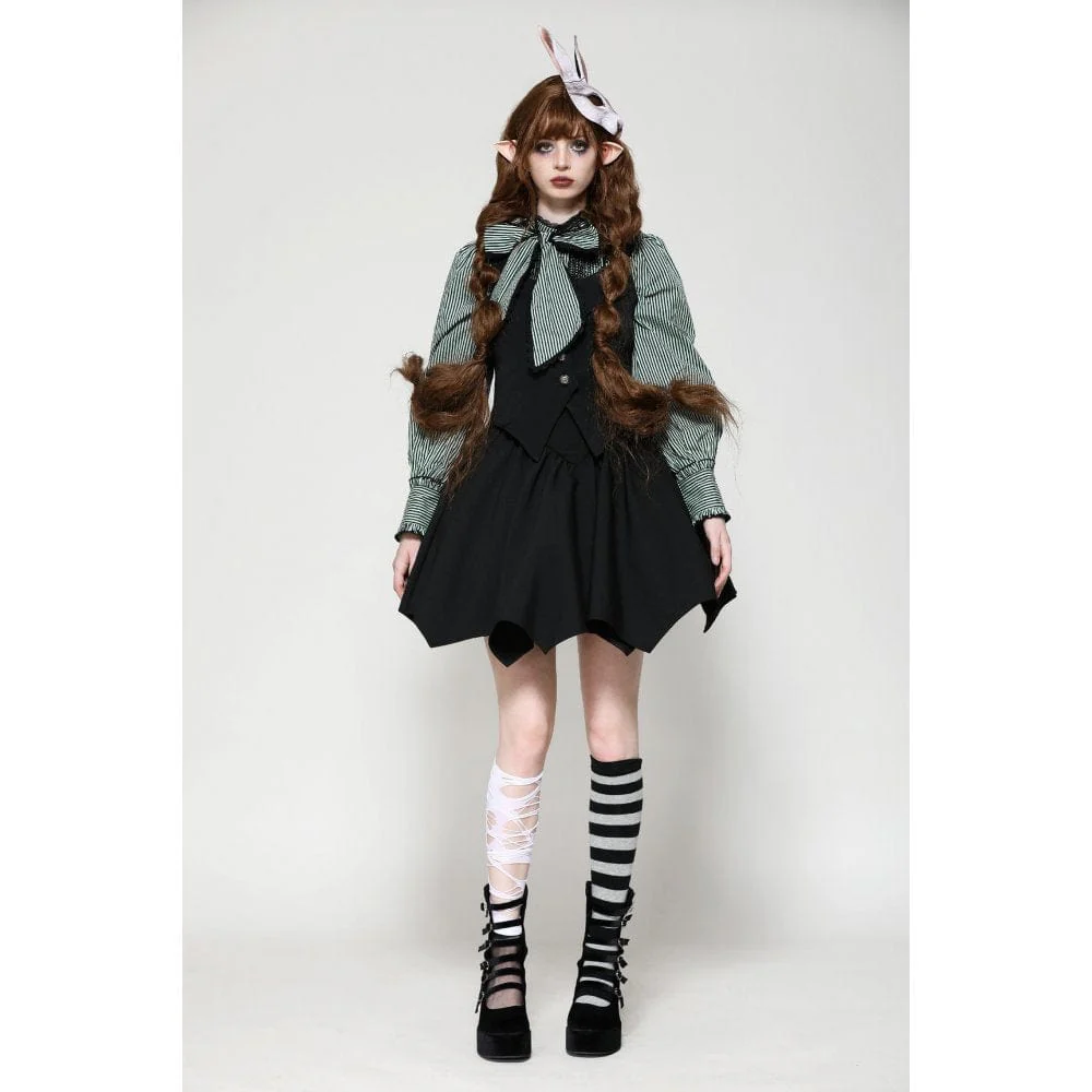 Women's Punk Lace-up Buttons Back Batwing Vest - Image 5