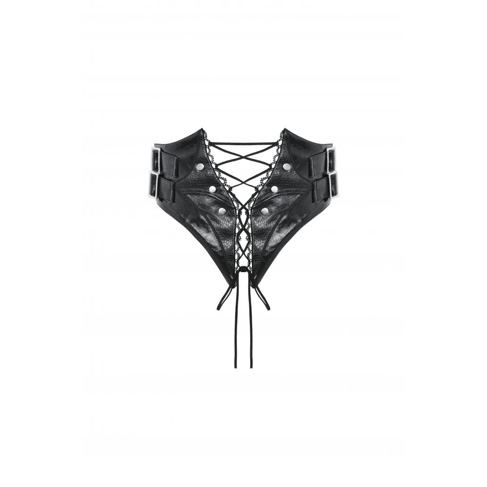 Women's Punk Lace-up Faux Leather Girdle - Image 10