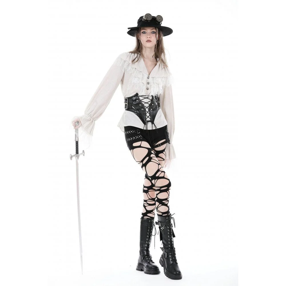 Women's Punk Lace-up Faux Leather Girdle - Image 3