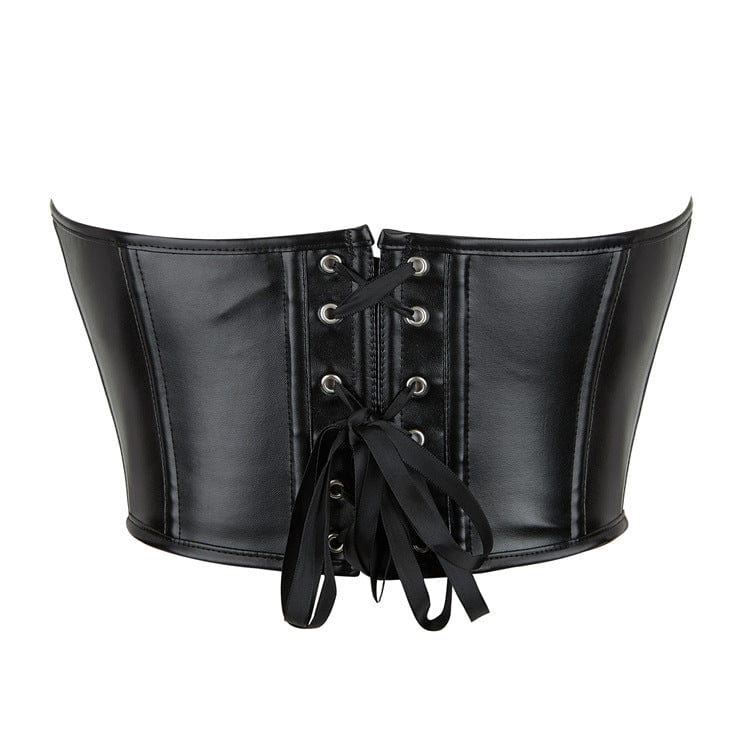 Women's Punk Lace-up Faux Leather Overbust Corset - Image 3