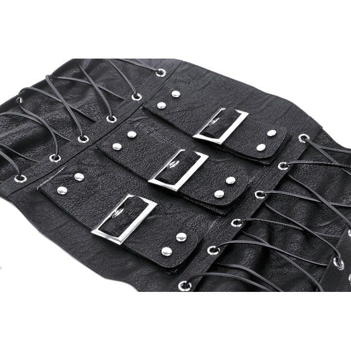 Women's Punk Lace-up Faux Leather Underbust Corset - Image 12