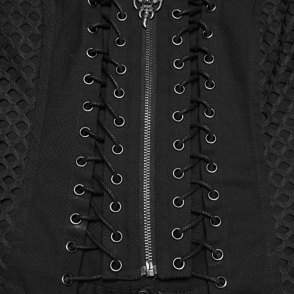 Women's Punk Lace-up Hollow Tank Top - Image 7