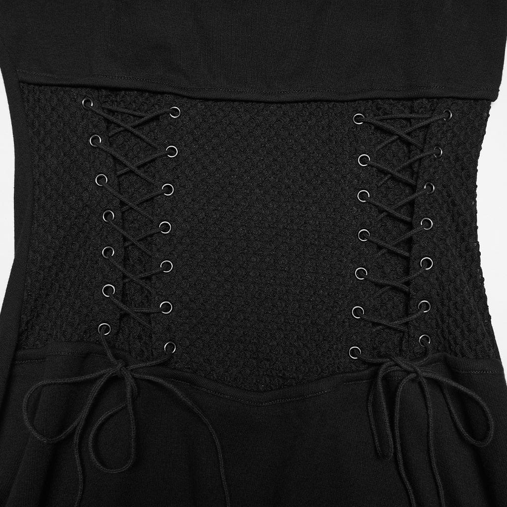 Women's Punk Lace-up Irregular Hem Halterneck Dress - Image 7