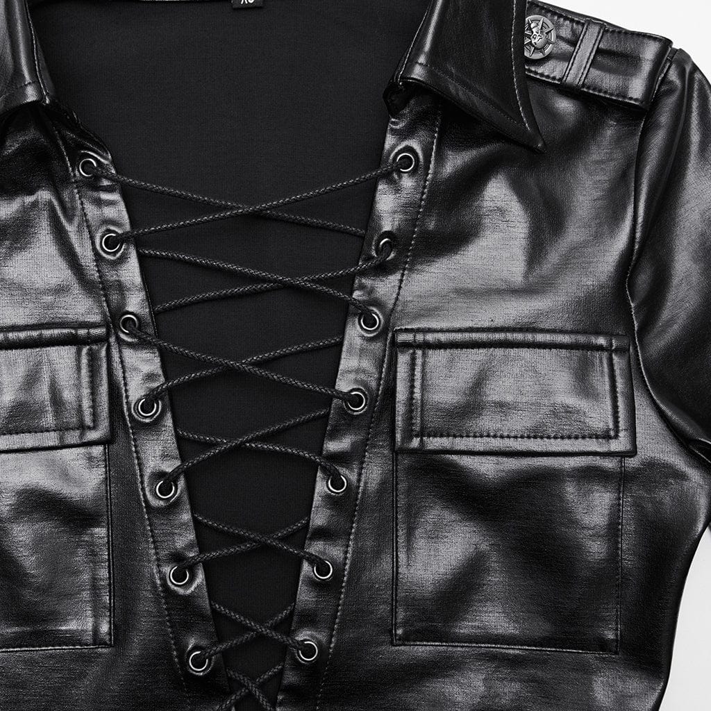 Women's Punk Lace-up Long Sleeved T-shirt - Image 6