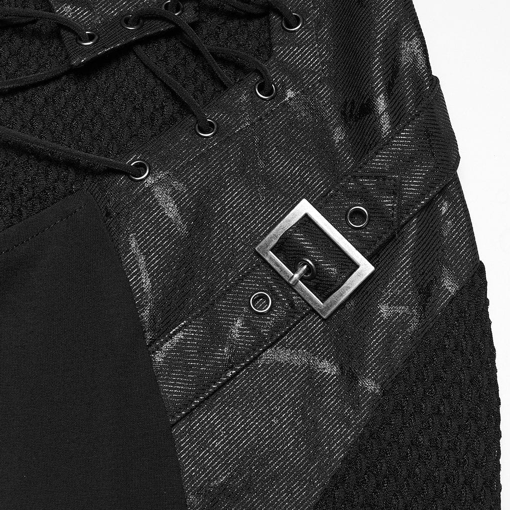 Women's Punk Lace-up Mesh Splice Slip Dress - Image 7