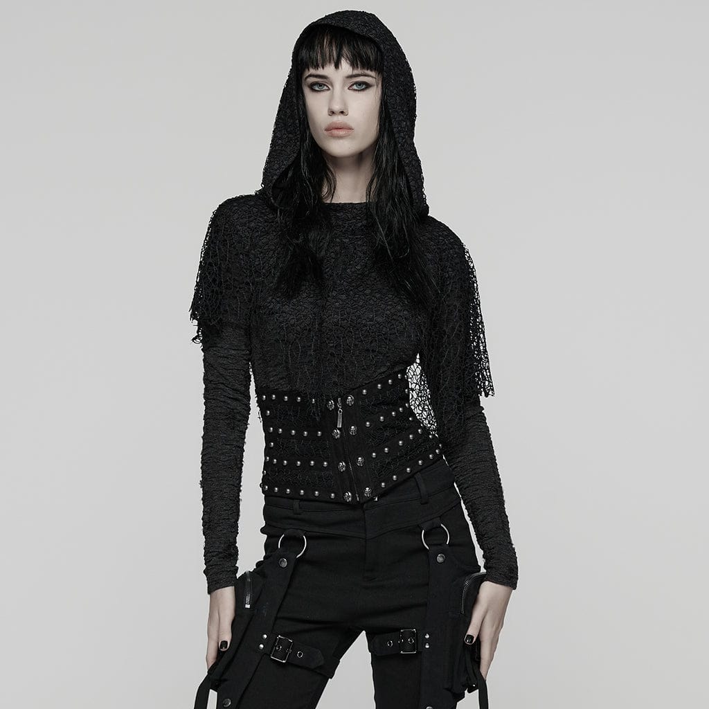 Women's Punk Lace-up Rivet Underbust Corset