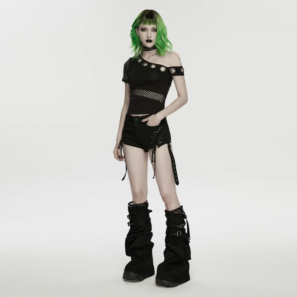Women's Punk Lace-up Shorts with Detachable Trouser Legs - Image 4