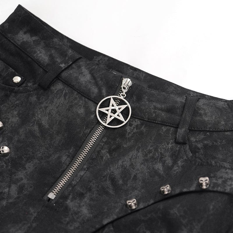 Women's Punk Lace-up Skull Studs Pants - Image 10
