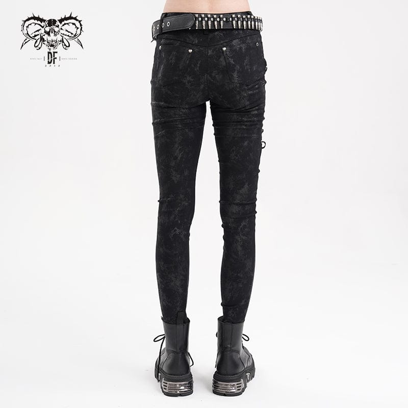 Women's Punk Lace-up Skull Studs Pants - Image 4