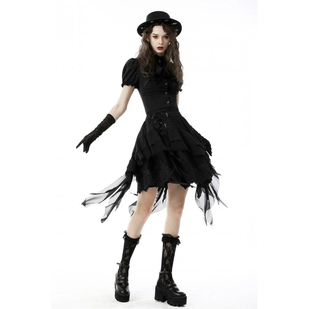 DIL Women's Punk Layered Irrgular Hem Skirt - Image 3
