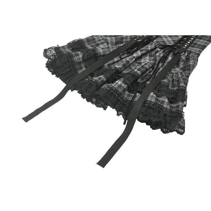 Women's Punk Layered Lace Hem Plaid Party Slip Dress Graduation Dress - Image 18
