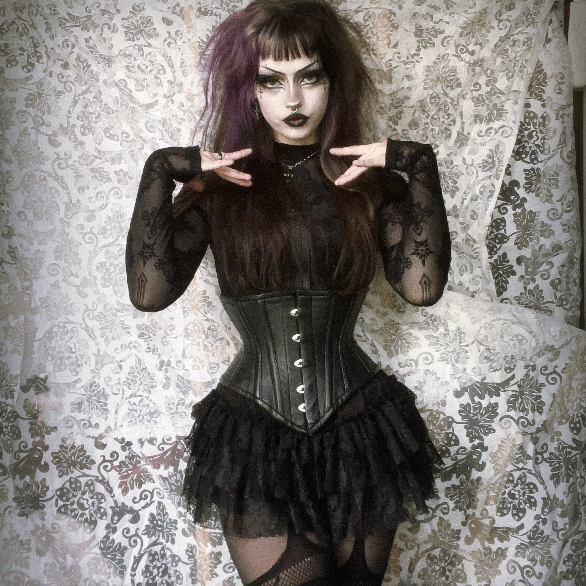 Women's Punk Layered Lace Skirt with Detachable Swallow Tail - Image 3