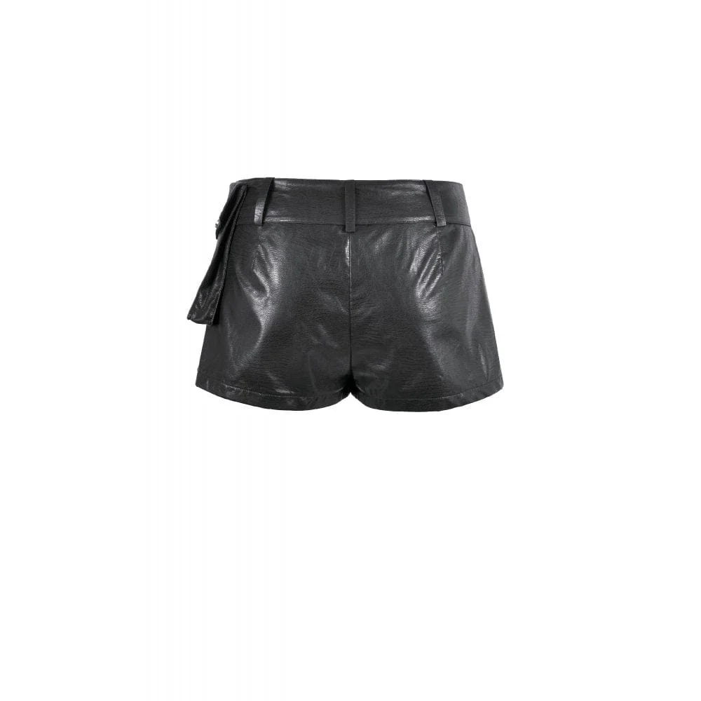Women's Punk Low-Waist Shorts with Asymmetric Pleated Belt - Image 11