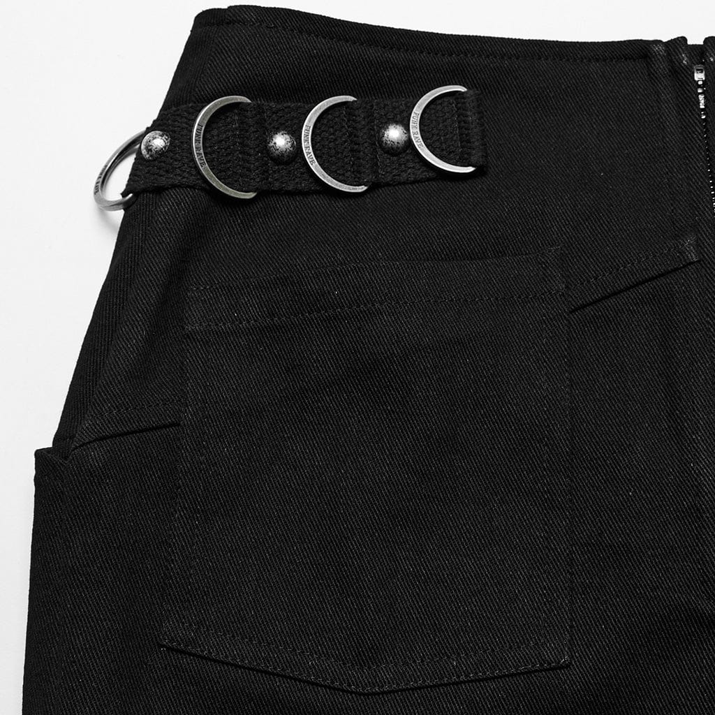 Women's Punk Mesh Ring Buckle Overlapping Skirt - Image 8