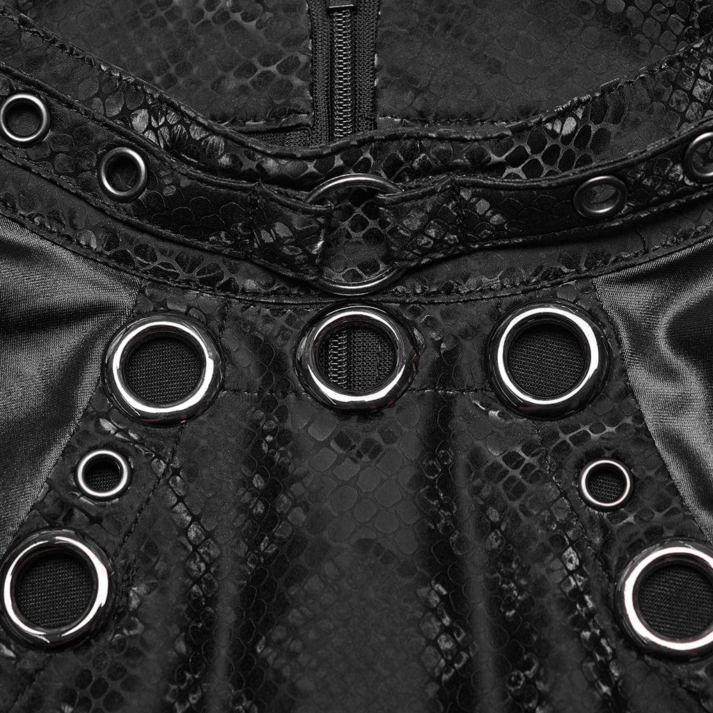 Women's Punk Mesh Ring Cutout Sleeveless Short Dress - Image 7