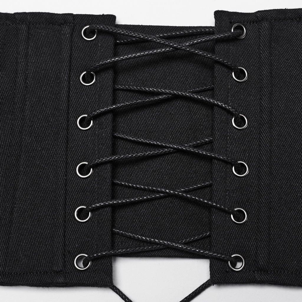 Women's Punk Mesh Splice Buckle Underbust Corset - Image 9