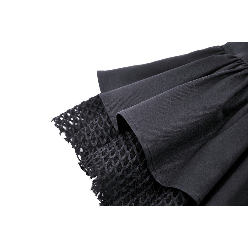 Women's Punk Mesh Splice Buckle Zipper Skirt - Image 14
