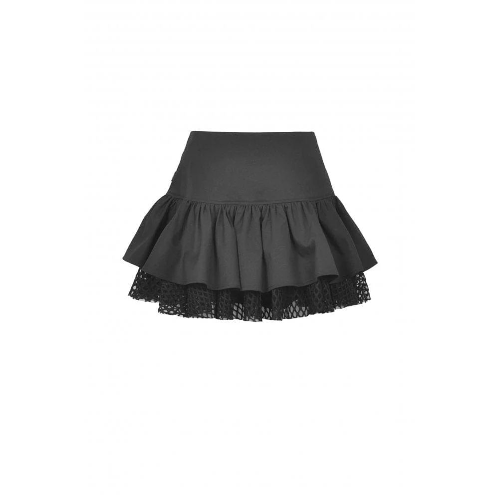 Women's Punk Mesh Splice Buckle Zipper Skirt - Image 8