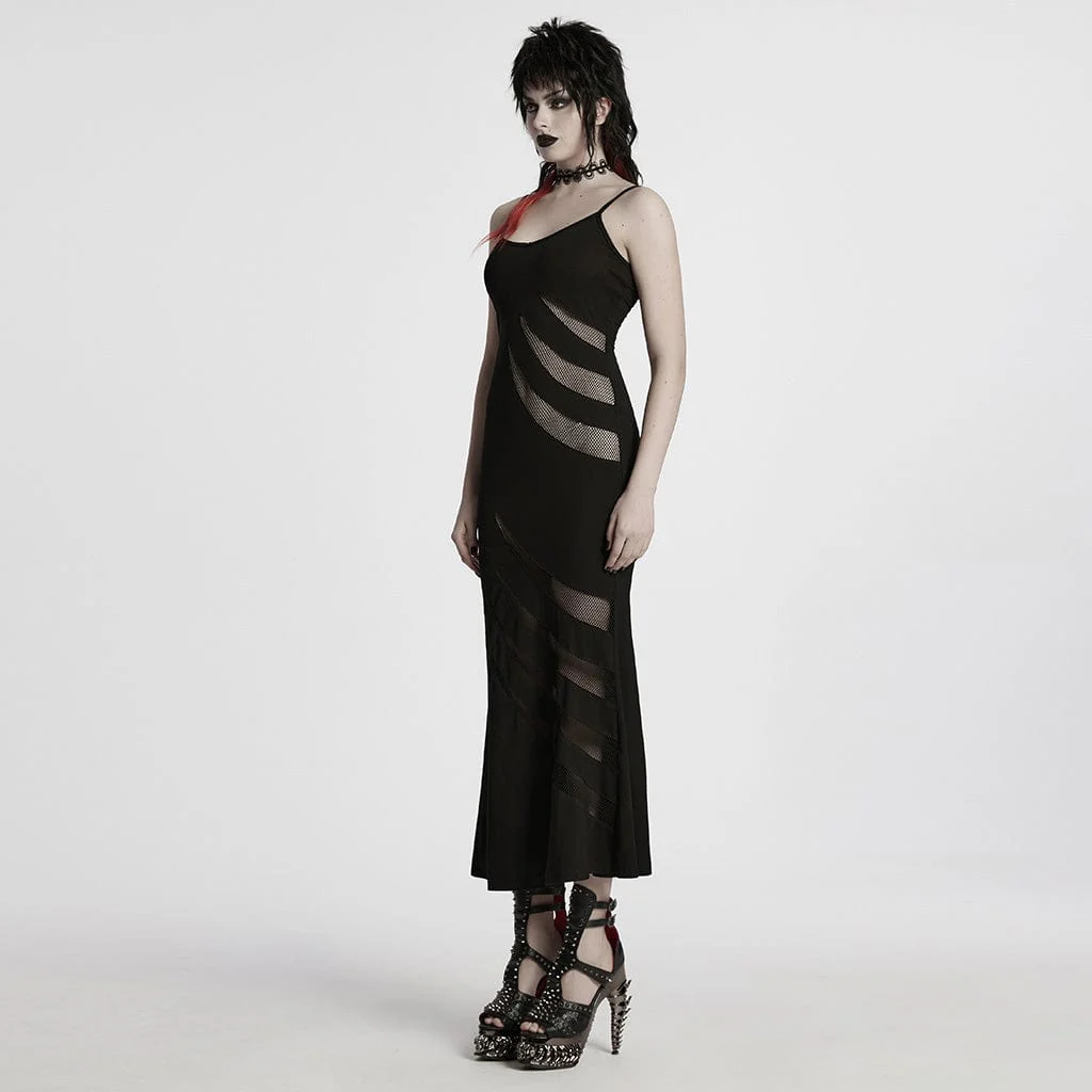 Women's Punk Mesh Splice Fishtailed Honeymoon Slip Dress - Image 2