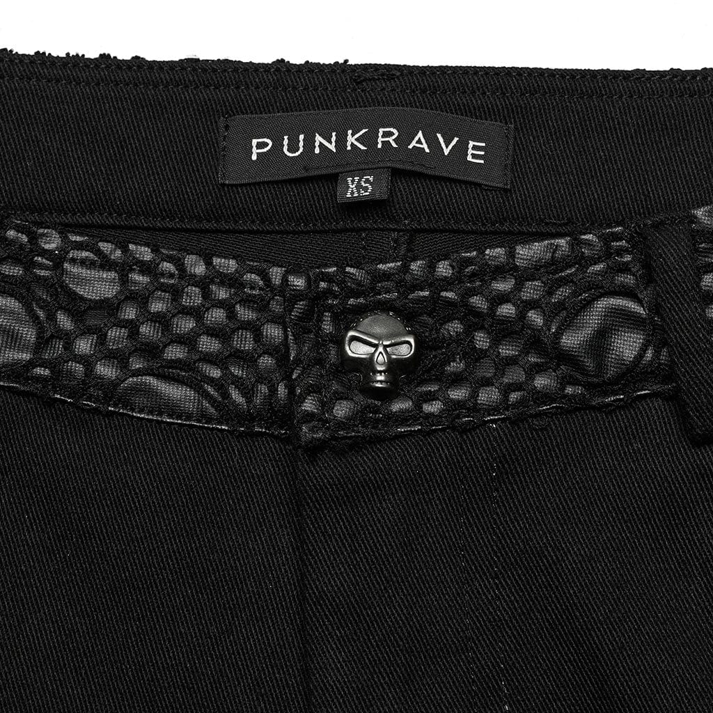Women's Punk Mesh Splice Ripped Straight Pants - Image 6